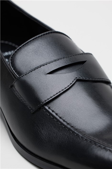 Racing Green Elliot Black Leather Smart Loafer