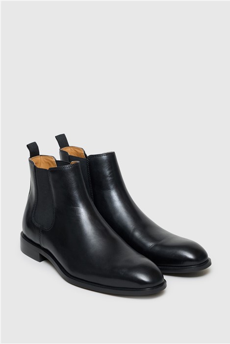 Racing Green Collins Black Leather Chelsea Boots