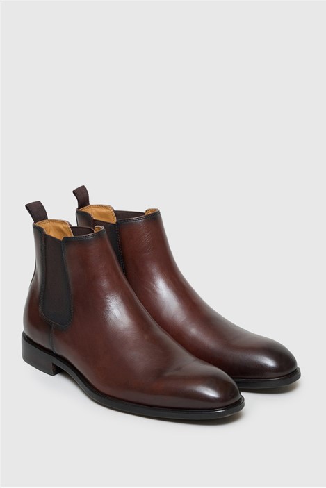 Racing Green Collins Brown Leather Chelsea Boots