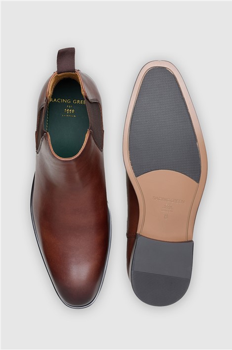 Racing Green Collins Brown Leather Chelsea Boots