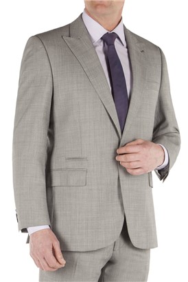  Regular Fit Light Grey Sharkskin Suit Jacket