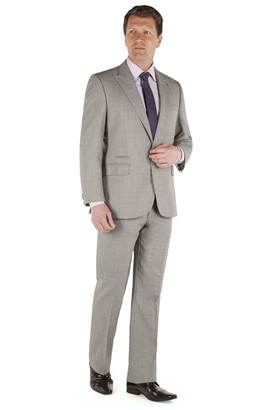  Regular Fit Light Grey Sharkskin Suit Jacket