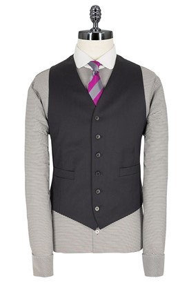  Navy Narrow Stripe Tailored Fit Waistcoat