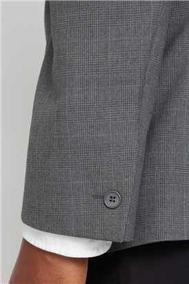  Slim Fit Grey Checked Suit Jacket