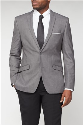  Grey Plain Weave Slim Fit Suit Jacket