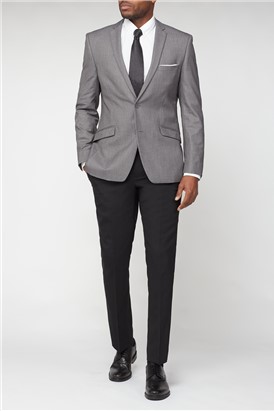  Grey Plain Weave Slim Fit Suit Jacket