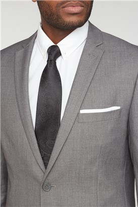  Grey Plain Weave Slim Fit Suit Jacket