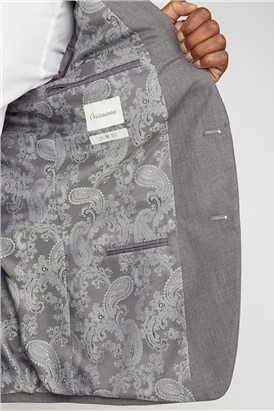  Grey Plain Weave Slim Fit Suit Jacket