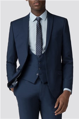 Branded Sapphire Twill Slim Suit Jacket