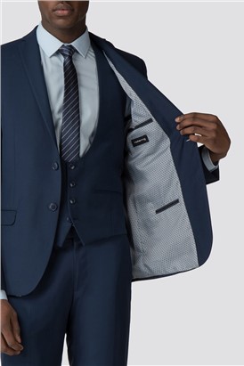 Branded Sapphire Twill Slim Suit Jacket