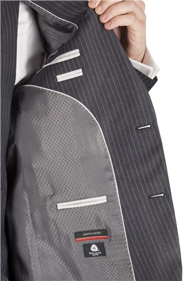  Grey Striped Regular Fit Suit Jacket