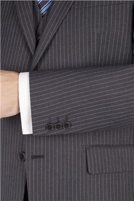  Grey Striped Regular Fit Suit Jacket