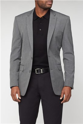  Grey Semi Plain Tailored Fit Suit Jacket