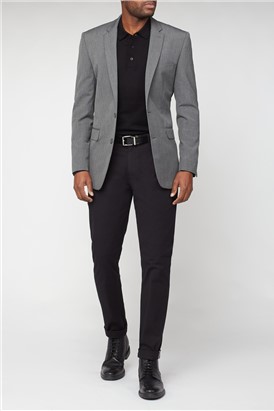  Grey Semi Plain Tailored Fit Suit Jacket