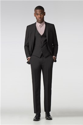  Black Twill Slim Fit Suit Jacket