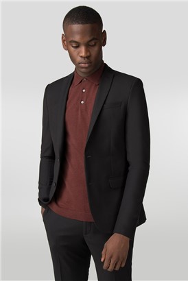  Black Twill Slim Fit Suit Jacket