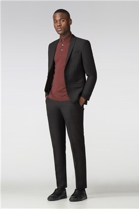  Black Twill Slim Fit Suit Jacket