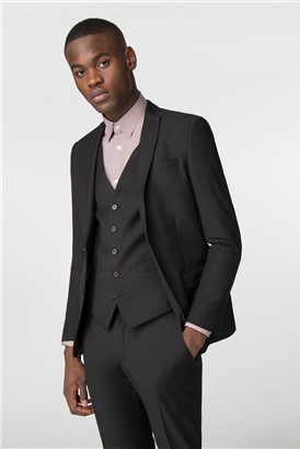  Black Twill Slim Fit Suit Jacket