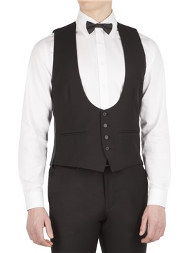  Black Slim Fit Scoop Waistcoat