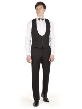  Black Slim Fit Scoop Waistcoat