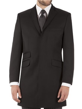  Black Velvet Collar Tailored Fit Overcoat