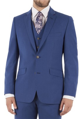  Cobalt Blue Regular Fit Linen Waistcoat