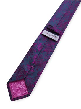  Navy/Magenta Wild Rose Silk Tie