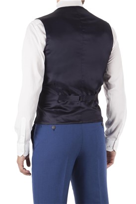  Cobalt Blue Regular Fit Linen Waistcoat