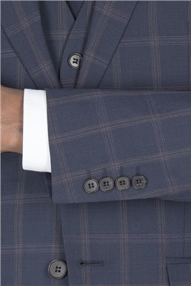  Blue Check Tailored Fit Suit Jacket