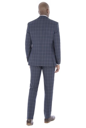  Blue Check Tailored Fit Suit Jacket