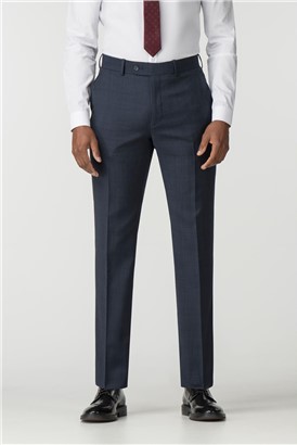  Blue Check Regular Fit Travel Suit Trouser