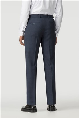  Blue Check Regular Fit Travel Suit Trouser