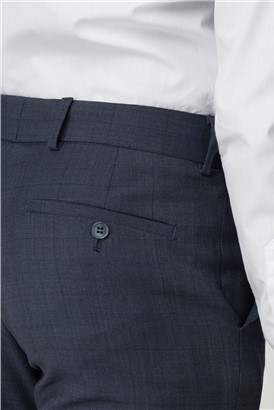  Blue Check Regular Fit Travel Suit Trouser