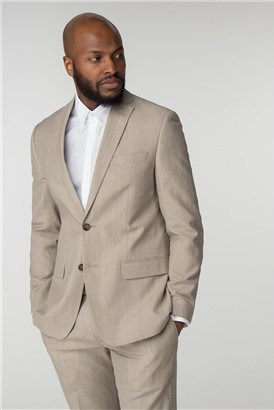  Oatmeal Linen Wool Blend Tailored Fit Suit Jacket