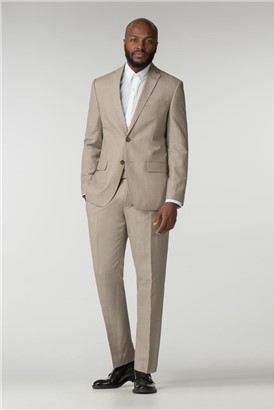  Oatmeal Linen Wool Blend Tailored Fit Suit Jacket