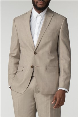  Oatmeal Linen Wool Blend Tailored Fit Suit Jacket