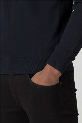  Navy Cotton Crew Neck Jumper