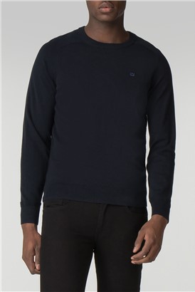  Black Cotton Crew Neck Jumper