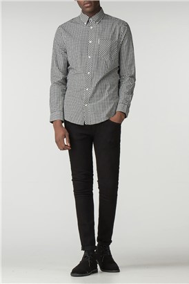  Long Sleeve Black Gingham Shirt