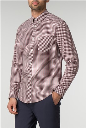  Long Sleeve Burgundy Gingham Shirt