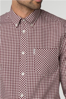  Long Sleeve Burgundy Gingham Shirt