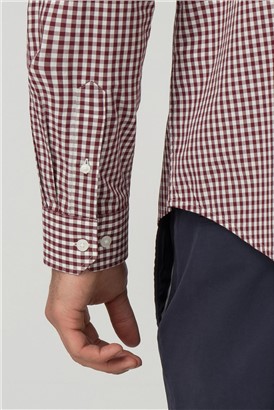  Long Sleeve Burgundy Gingham Shirt