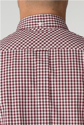  Long Sleeve Burgundy Gingham Shirt