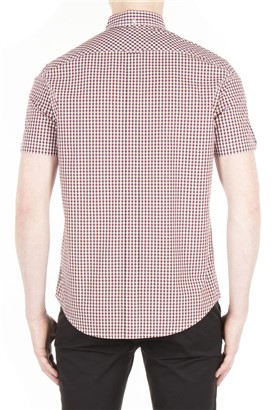  Short Sleeve Burgundy Gingham Shirt