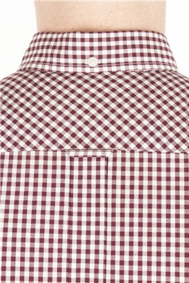  Short Sleeve Burgundy Gingham Shirt