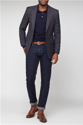 Navy & Brown Puppytooth Suit Jacket