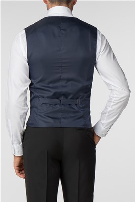  Regular Fit Plain Black Panama Waistcoat