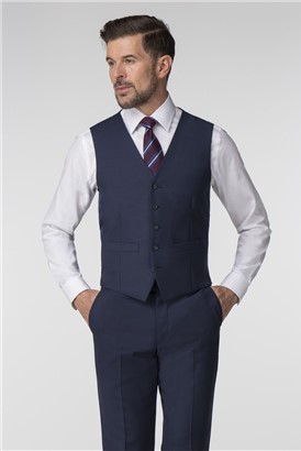  Blue Textured Regular Fit Waistcoat