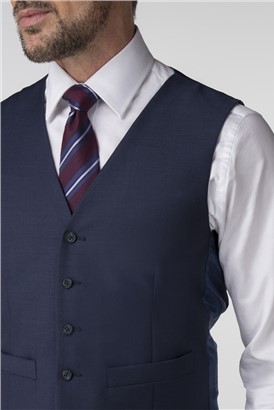  Blue Textured Regular Fit Waistcoat