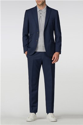  Blue Textured Tailored Fit Jacket